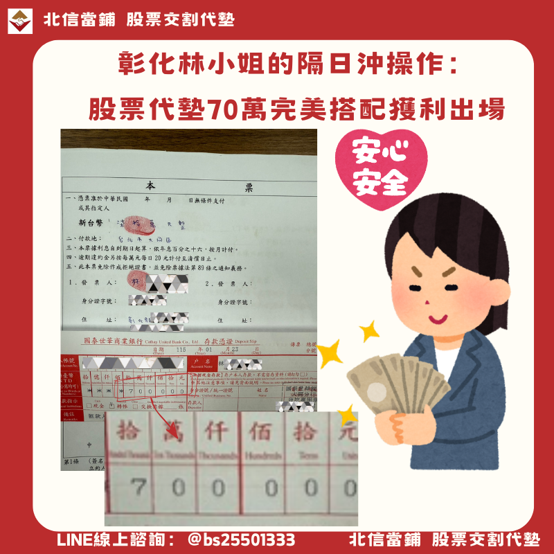 彰化林小姐的隔日沖操作：股票代墊70萬，完美搭配3天獲利11萬出場